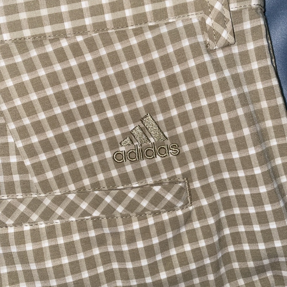 Adidas Golf Shorts Mens 40 Khaki Tan Gingham Check - Picture 7 of 7